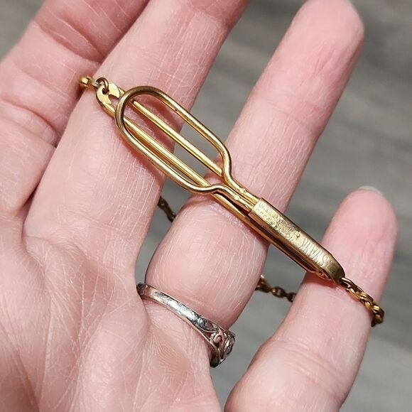 Vintage Tie Clip Slide w/Stone - Picture 3 of 5